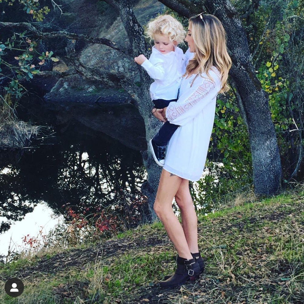 White peasant mini dress